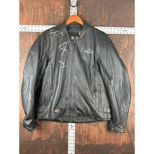 Orange County Choppers Power Trip Leather Jacket Black Signed Autographed Mikey‎